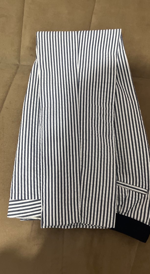 Kadın Beyaz lacivert Çizgili Kumaş Pantolon - Görsel 5