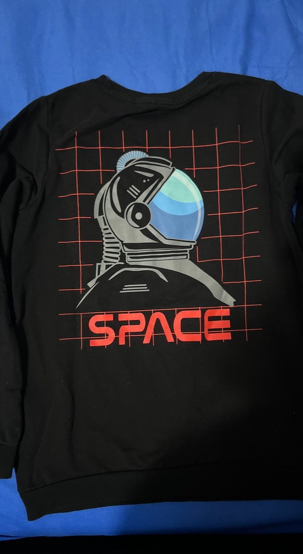 NASA Baskılı Siyah Kadın Sweatshirt - Görsel 2