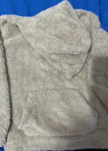 Gri Kapüşonlu Erkek Yumuşak Peluş Sweatshirt - Görsel 2