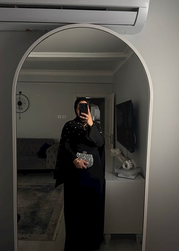 Uzun Kollu Siyah Tesettür Notalı Yaka Elbise - Görsel 2