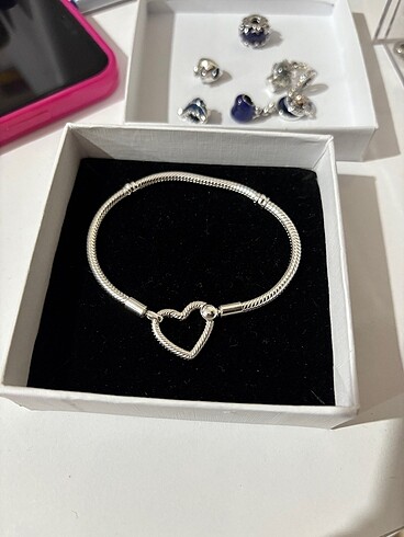 Pandora kalp klips zincir bileklik 17 cm