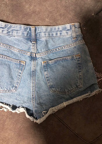 Taşlı Mini Kot Şort - Görsel 5