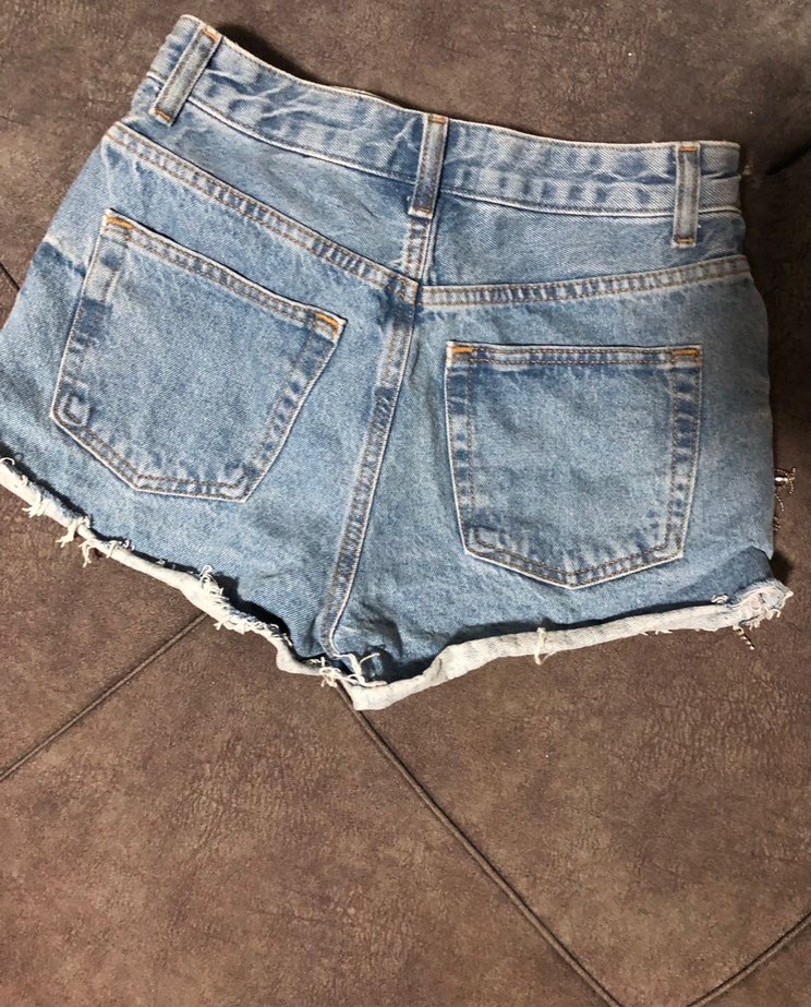 Taşlı Mini Kot Şort - Görsel 3