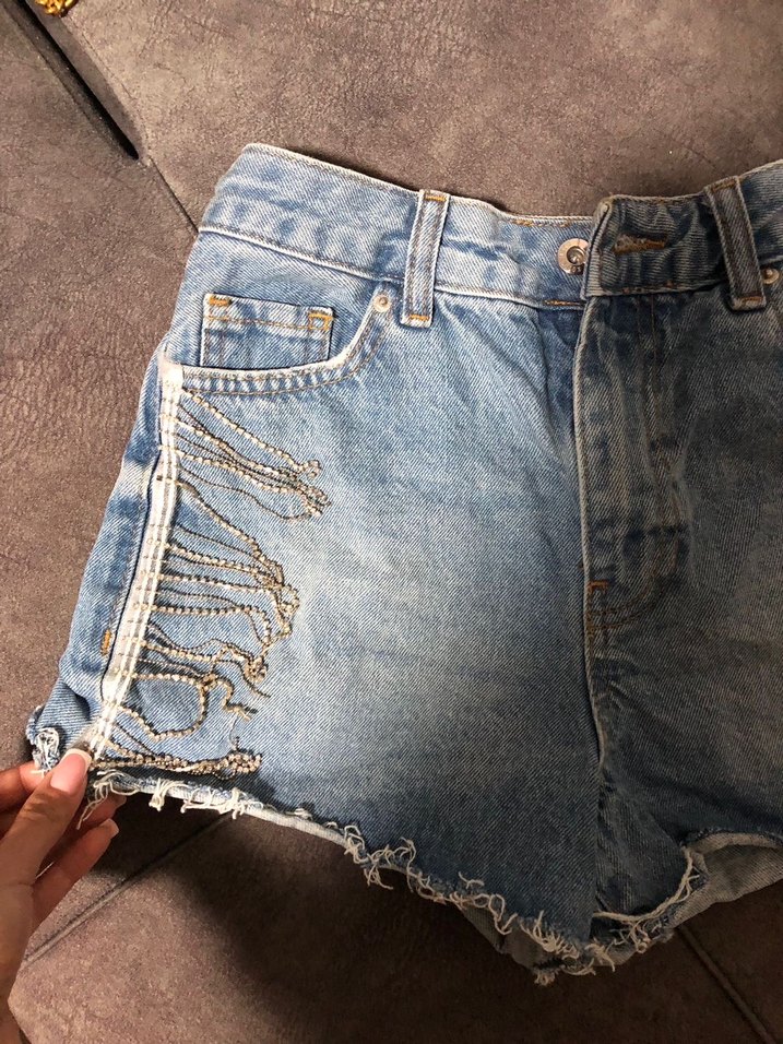 Jean şort taşlı - Görsel 4