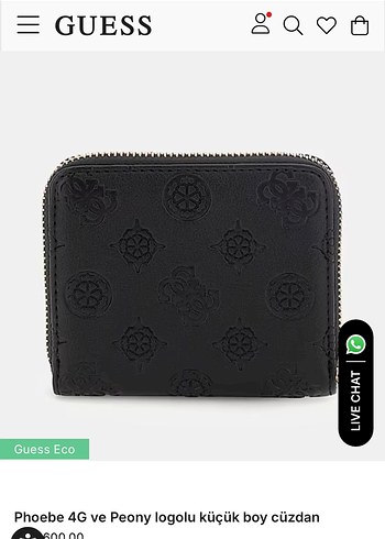 Guess Guess Eco Siyah Deri Kadın Cüzdan