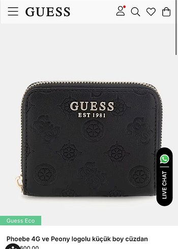 Guess Eco Siyah Deri Kadın Cüzdan