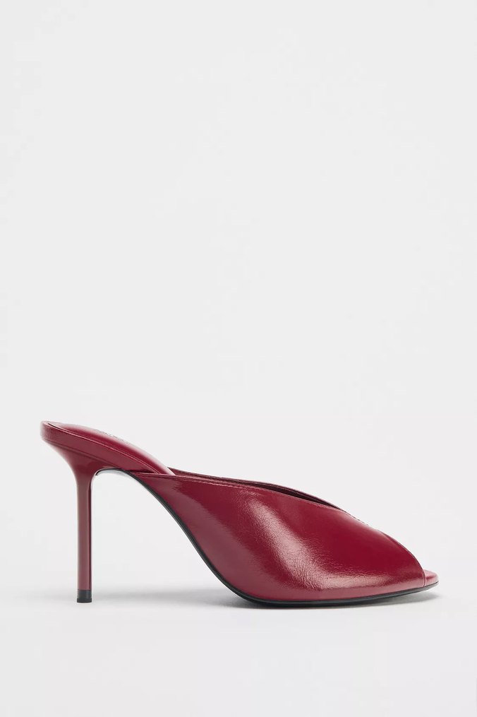 Kırmızı Parlak Stiletto Topuklu Kadın Terlik - Görsel 2