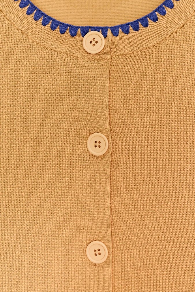 Düğmeli Camel Mini Kadın Hırka - Görsel 4