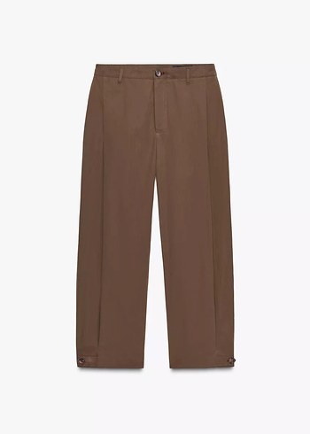 Kadın Kahverengi pensli kemer köprülü pantolon - Görsel 5