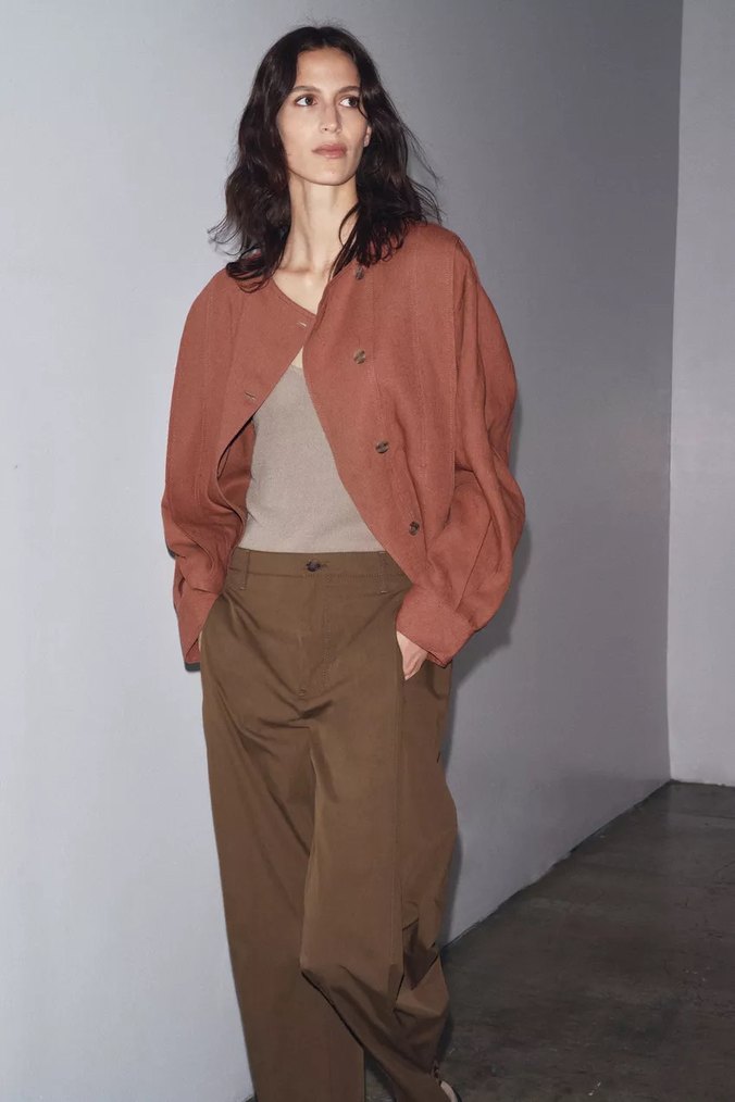 Kadın Kahverengi pensli kemer köprülü pantolon - Görsel 2