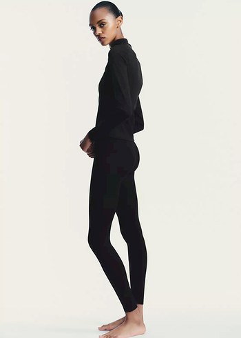 Siyah Kadın Yüksek Yakalı Uzun Kollu Spor Üst - Görsel 4