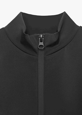 Siyah Kadın Yüksek Yakalı Uzun Kollu Spor Üst - Görsel 7