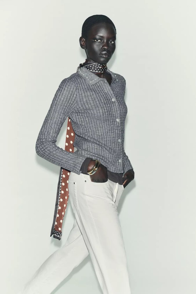 Gri Örgü Kadın Hırka - Görsel 4