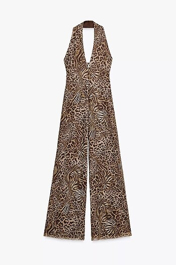 s Beden kahverengi Renk Zara leopar tulum