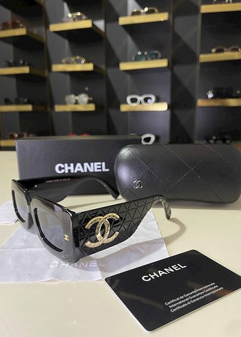 Siyah Parlak Chanel Kadın Güneş Gözlüğü