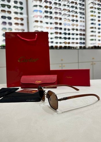 Cartier Kahverengi  Unisex Kadın Güneş Gözlüğü - Görsel 2