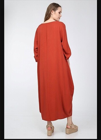 universal Beden kırmızı Renk Oversize elbise