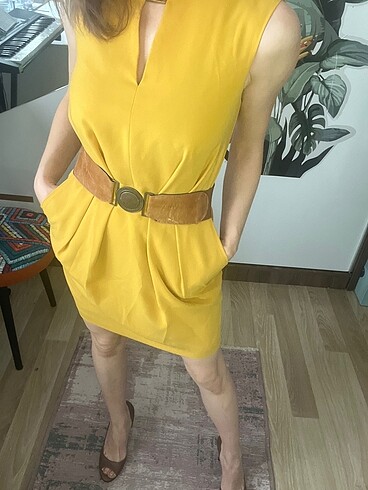 Koton 34 beden koton marka sarı renk kısa elbise