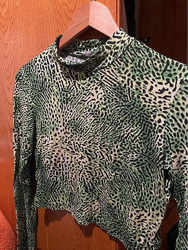 Leopar desen neon bluz crop
