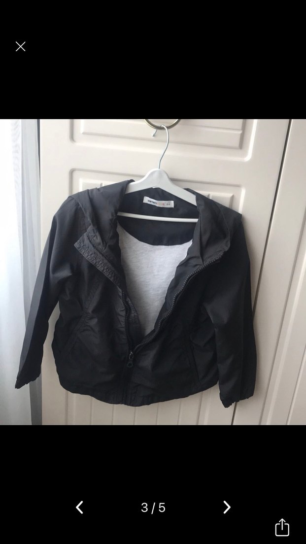 Erkek Çocuk Siyah Fermuarlı Street Wear Ceket - Görsel 2