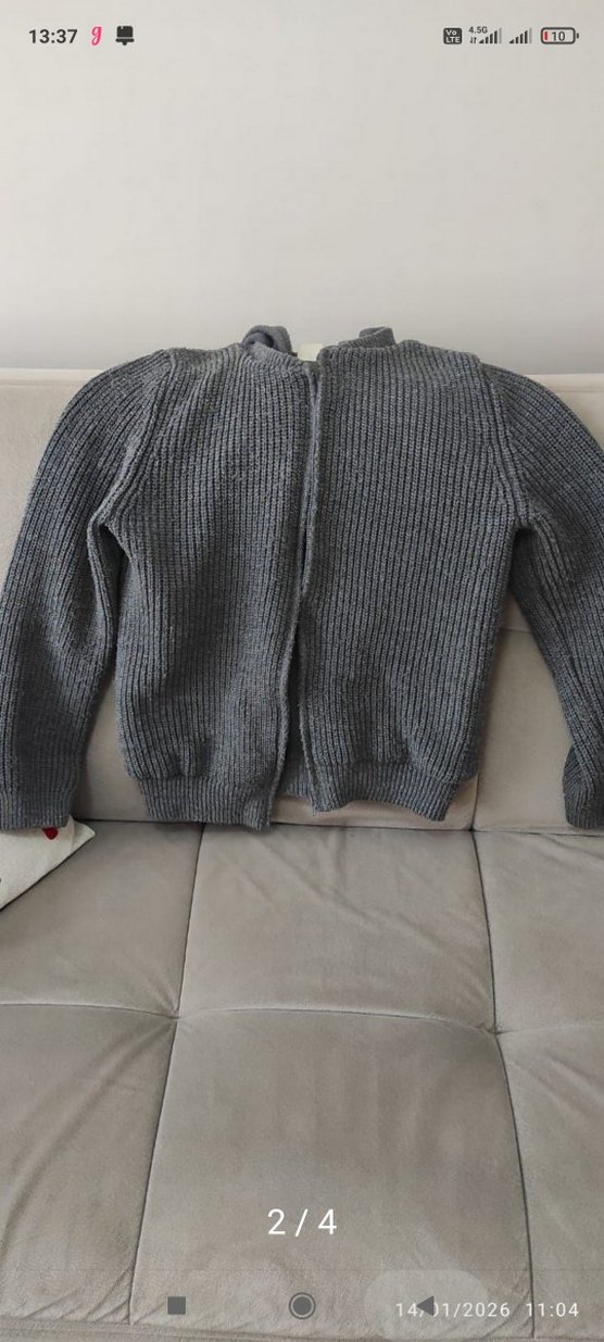 Gri Erkek Çocuk Triko Hırka - Görsel 2