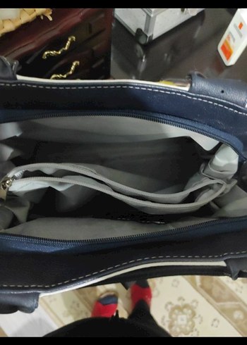 Kemer Detaylı Siyah Gri Deri Kadın Çanta - Görsel 3