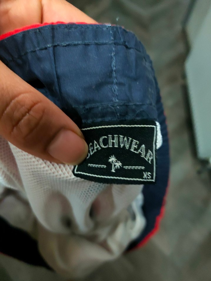 Kırmızı Siyah Çizgili Erkek Deniz Şortu - Görsel 2