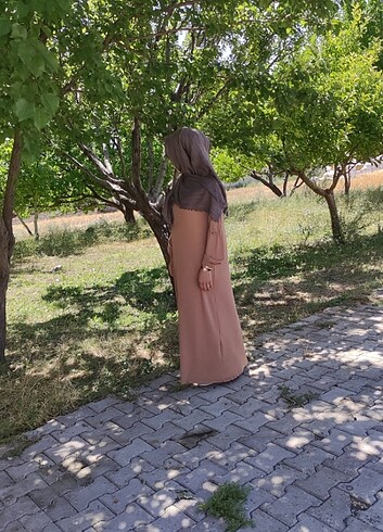 m Beden camel Renk Tesettüre uygun bol elbise