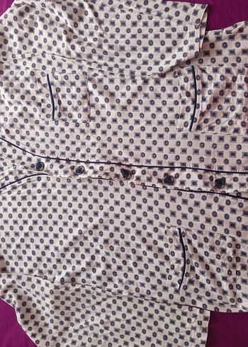 Uzun Kollu Düğmeli Bohem Erkek Pijama Üstü - Görsel 4