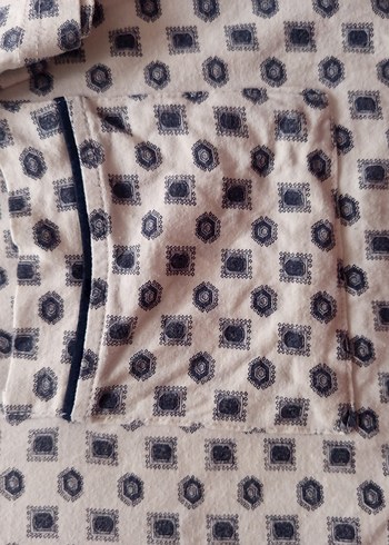 Uzun Kollu Düğmeli Bohem Erkek Pijama Üstü - Görsel 5