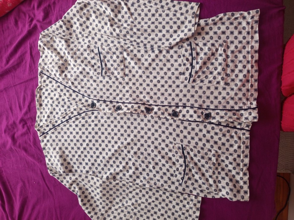 Uzun Kollu Düğmeli Bohem Erkek Pijama Üstü - Görsel 4