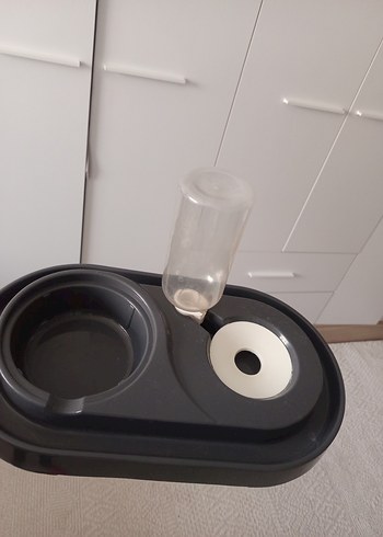 Gri Renkli kedi su ve mana kabı - Görsel 2