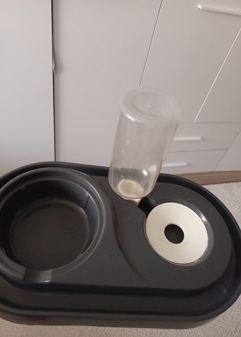 Gri Renkli kedi su ve mana kabı - Görsel 4