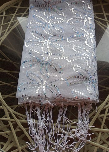 Gri Bohem tarzı nakışlı pullu namaz bezi - Görsel 4