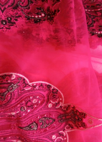 Pembe Dantel Detaylı tül Bohem Kadın şal ..urfa'dan alınmıştır.. - Görsel 6