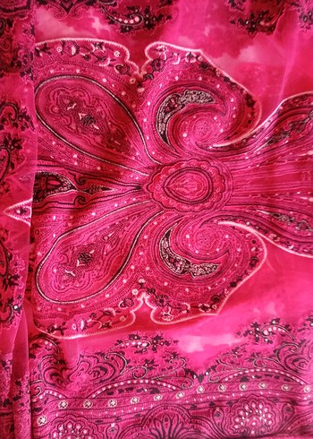Pembe Dantel Detaylı tül Bohem Kadın şal ..urfa'dan alınmıştır.. - Görsel 8