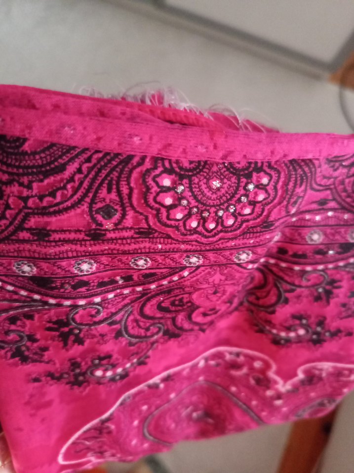 Pembe Dantel Detaylı tül Bohem Kadın şal ..urfa'dan alınmıştır.. - Görsel 3