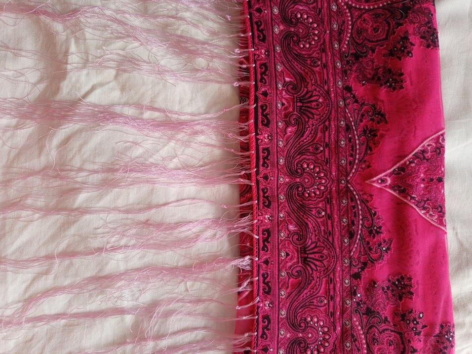 Pembe Dantel Detaylı tül Bohem Kadın şal ..urfa'dan alınmıştır.. - Görsel 5