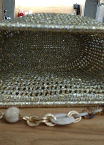 El İşi Boncuklu Altın Rengi Kadın Çanta - Görsel 3