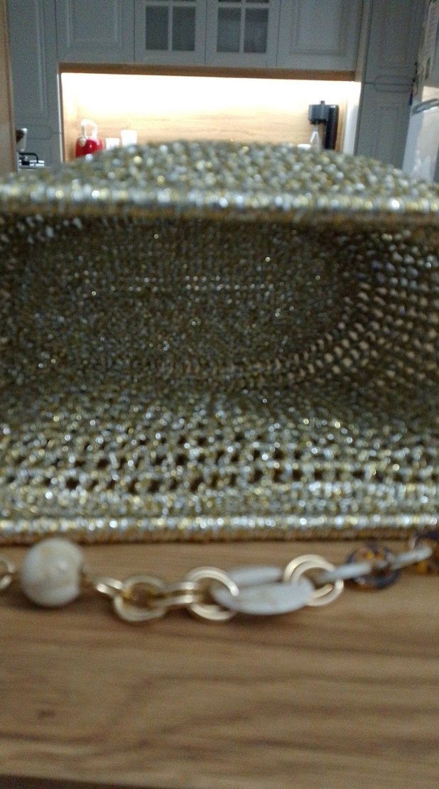 El İşi Boncuklu Altın Rengi Kadın Çanta - Görsel 3