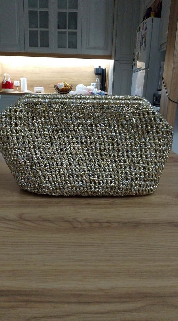 El İşi Boncuklu Altın Rengi Kadın Çanta - Görsel 4