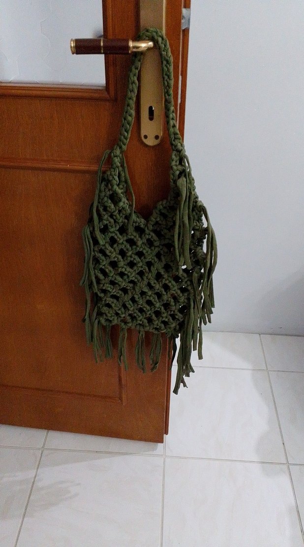 Örgü Bohem Kadın Çanta - Yeşil - Görsel 2