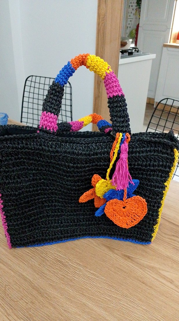 Renkli Nakışlı Örgü Kadın Çanta - Görsel 2