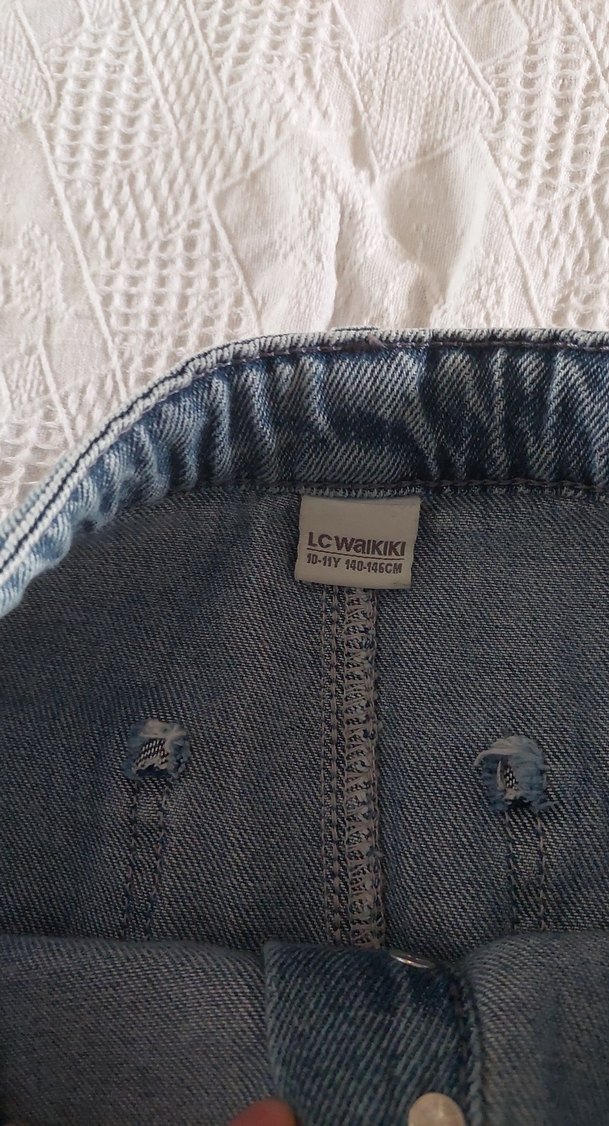 Düğmeli Mavi Denim Mini Etek - Görsel 3