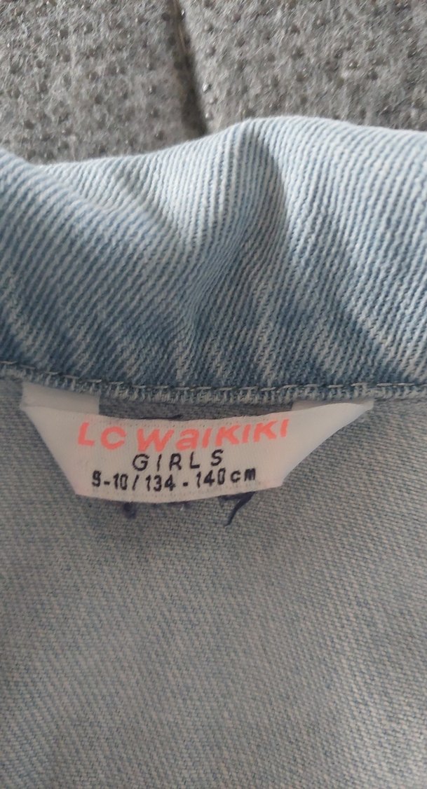 Çiçek Nakışlı Mavi Kız Kot Ceket - Görsel 2