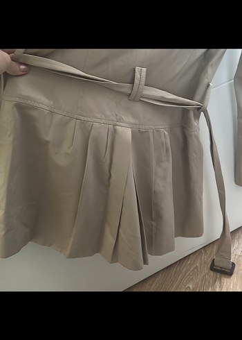 Bej Kadın Kemerli Trençkot - Görsel 5