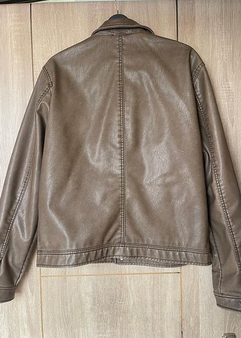 Düğmeli Kahverengi Deri Erkek Ceket - Görsel 4
