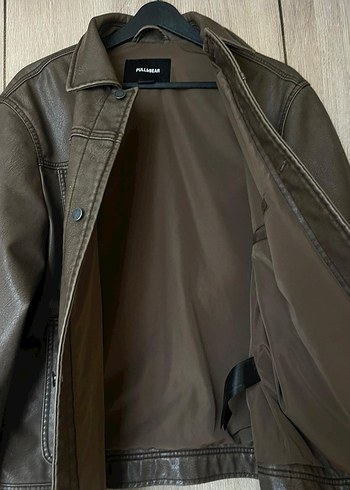 Düğmeli Kahverengi Deri Erkek Ceket - Görsel 2