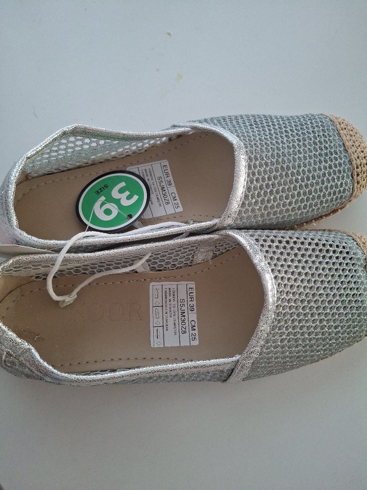 etiketi üstünde simli espadril - Görsel 4