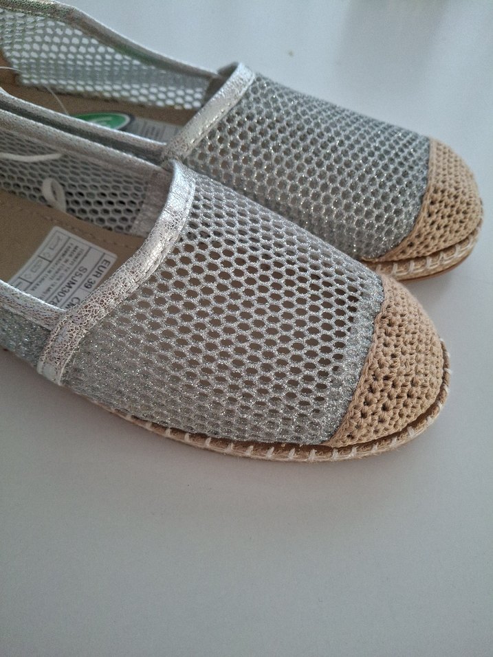 etiketi üstünde simli espadril - Görsel 5